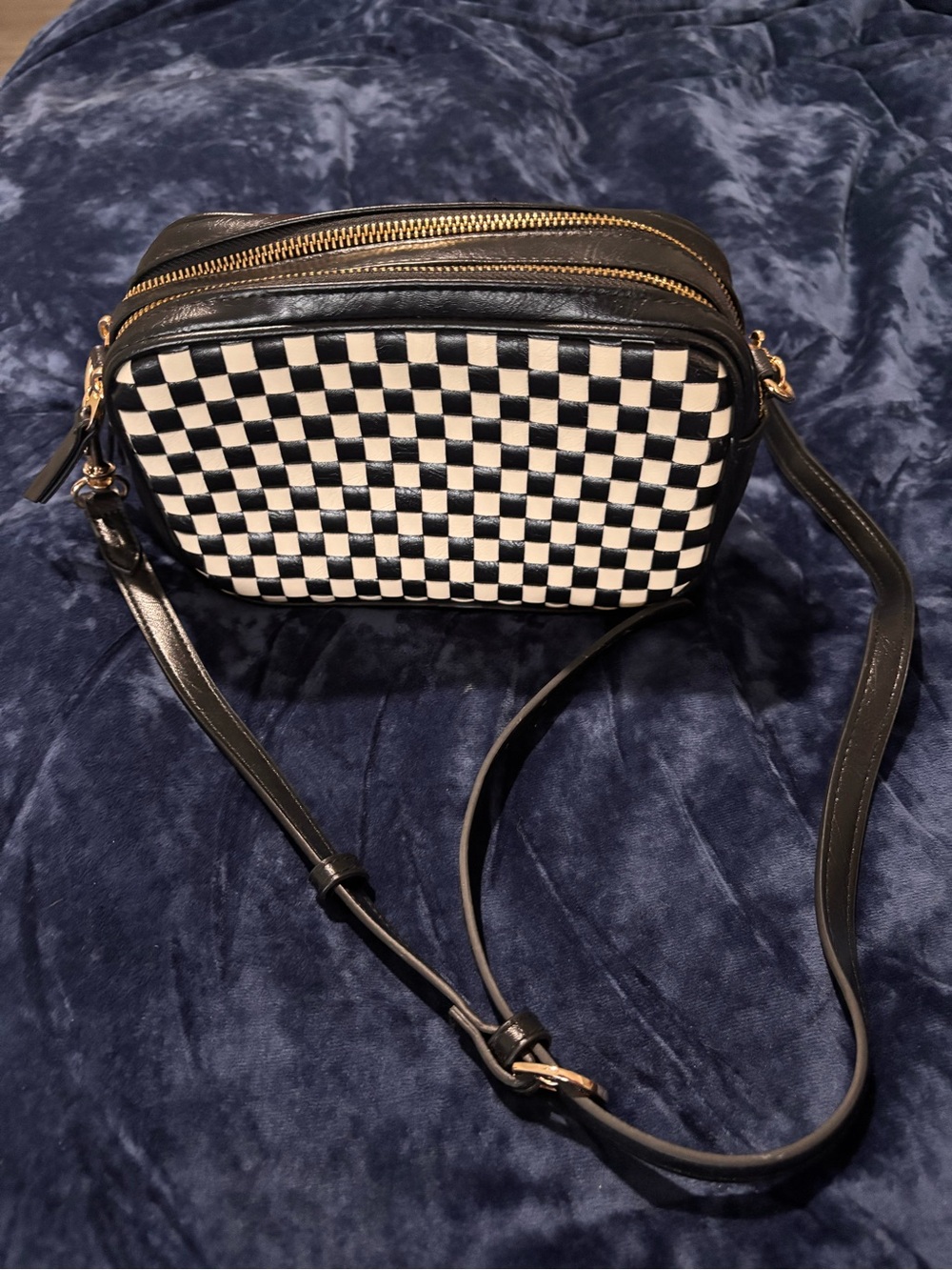 Black and White Checker Crossbody Bag and Steve Madden Wristlet